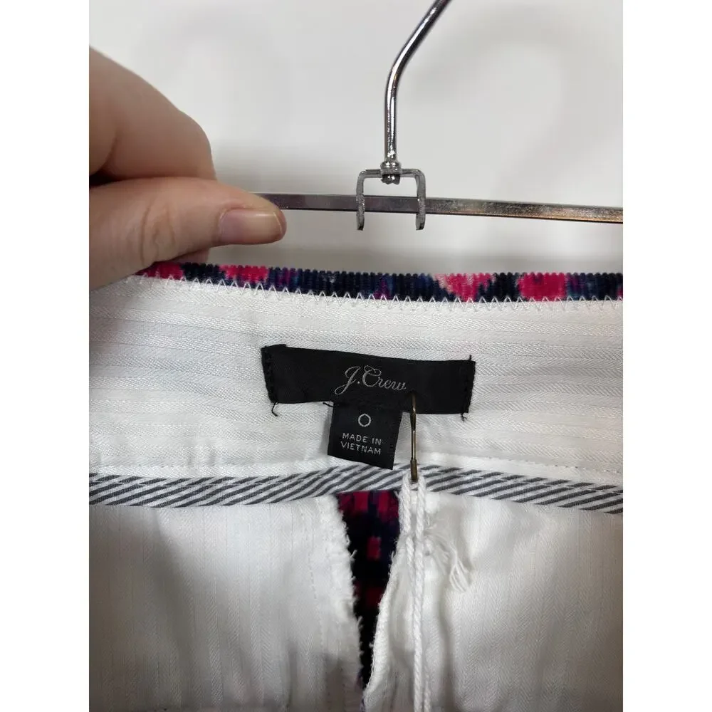 J. Crew Kickout Cord Pants Womens 0 Navy Blue Floral Corduroy High Rise Straight
